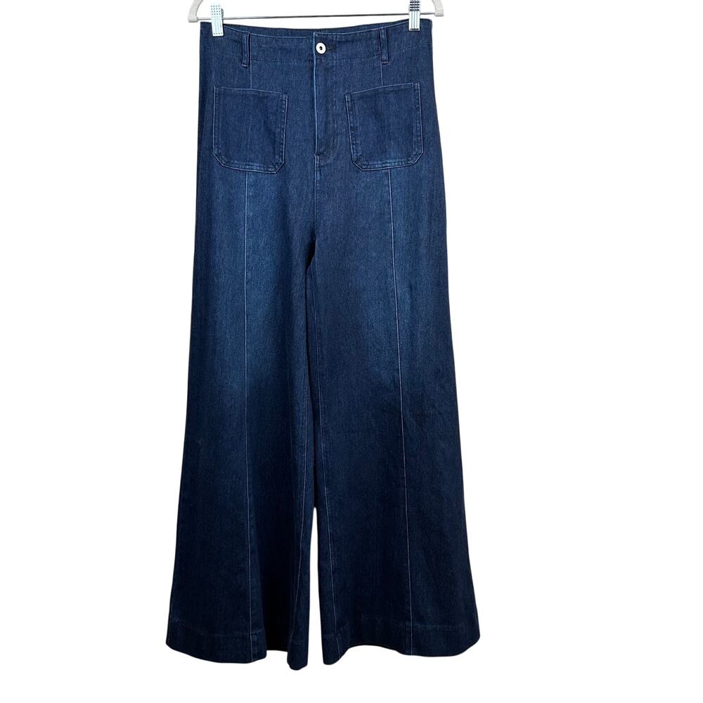Halara Flex High Waisted Pockets Washed Casual Wide Leg Jeans Medium - Picture 5 of 12